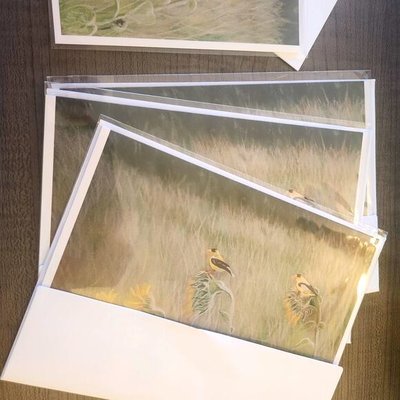 Sunflowers & Goldfinches 5"x7" Greeting Cards Set of 4 Acid Free Art Print - Picture 4 of 6